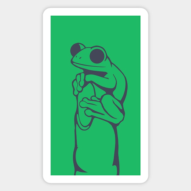 Small frog on a finger. Design for amphibian lovers Magnet by croquis design